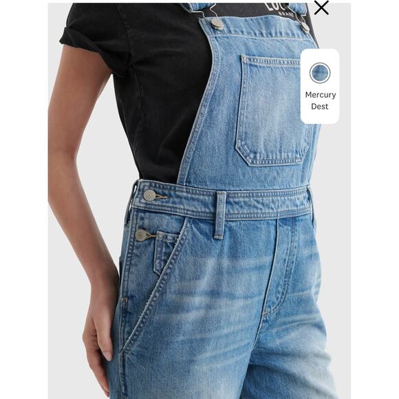 Lucky Brand Denim Boyfriend Distressed Overall Jeans Size Medium - Picture 3 of 15